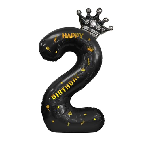 pofluany 40-Zoll-Ballon mit großen Zahlen, Geburtstagsparty-Dekoration, Party-Ballon-Dekorationsset mit schwarzer Krone, Zahlenballons, aufblasbarer Strohhalm, perfekt für Babypartys, Hochzeiten, G von pofluany