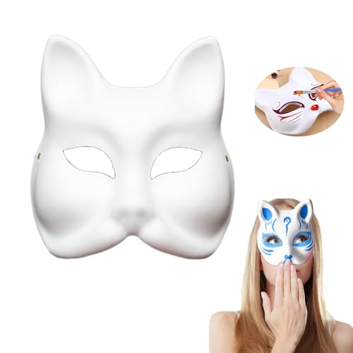 pofluany Harmlose DIY-Maske, Halloween-Kostüm, Katzen-Party-Set, kreativ, handbemalt, personalisiert, mit verstellbaren elastischen Bändern, Cosplay-Aktivitäten, sicheres Malen, 1 Stück von pofluany