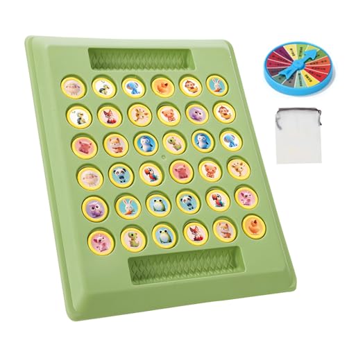 pofluany Interaktives Schachspiel für Kinder, familienfreundliches Set, Kinder-Memory-Reversi-Cartoon-Tier-Flipping-Matching für Fokustraining, Kleinkinder, pädagogisch Grün von pofluany