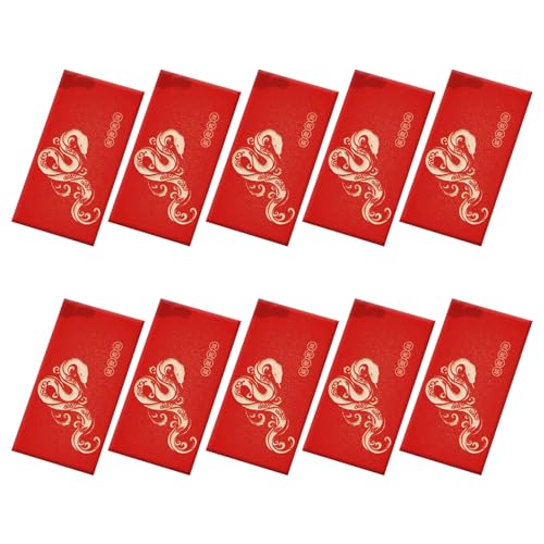 pofluany Lucky Red Envelope Pack Kleine leichte Pakete 10 Stück Umschläge 2025 Chinese Snake Lunar New Year Traditionelles Set für Rot A von pofluany