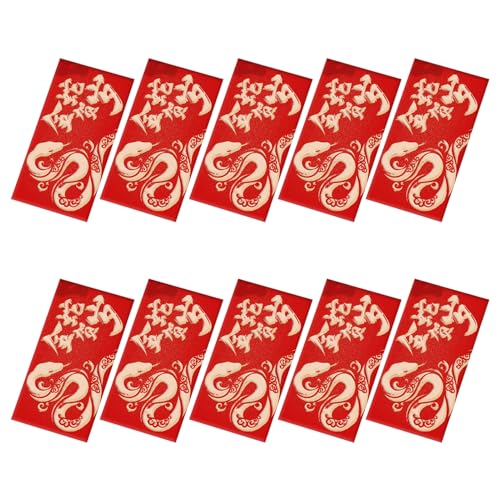 pofluany Lucky Red Envelope Pack Kleine leichte Pakete 10 Stück Umschläge 2025 Chinese Snake Lunar New Year Traditionelles Set für Rot B von pofluany