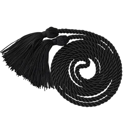 pofluany Single Rope Knotted Honor Cord Graduation Keepsake Accessories with Tassel Strong Material Yarn for Ceremony Party Black von pofluany