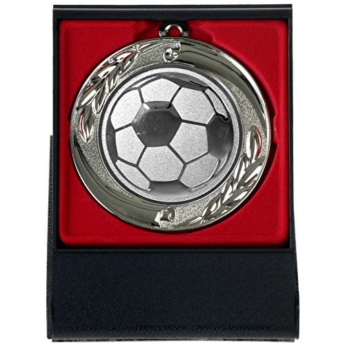 pokalspezialist Fußball Medaille Ehrenmedaille mit Etui zum Aufstellen Gold 70mm Metall von pokalspezialist