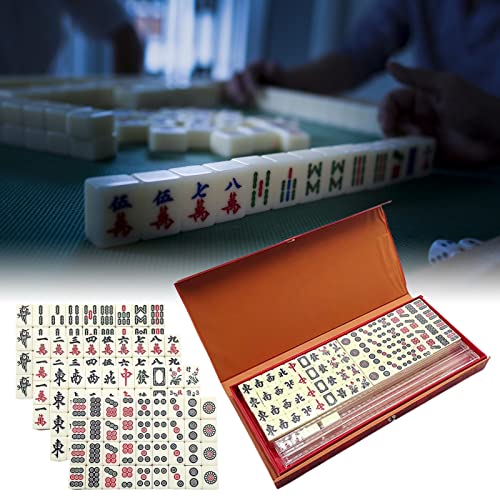 pologmase Majong Chinesisch, Reise Mahjong, tragbar, 144 Mahjong mit 2 Ersatzkarten, Aktivitätsspiel im Gehirn, traditionelles Unterhaltung, chinesisches Mahjong Miniatur von pologmase