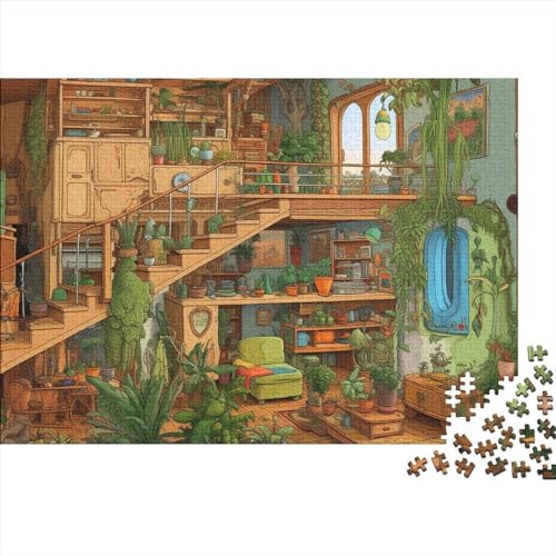 Cartoon-Haus für Erwachsene, lustiges Puzzle, 1000 Teile, Spielzeug, Denkspiel, Dekoration, Bildungsspiel, Entspannung und Intelligenz, 1000 Teile (75 x 50 cm) von ponnyc