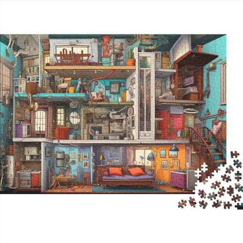 Cartoon House 1000 Teile für Erwachsene, lustiges Puzzle, Spielzeug, Denkspiel, Bildungsspiel, Spielzeug, Herausforderung, Bildung, 1000 Stück (75 x 50 cm) von ponnyc