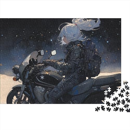 Eine Frau auf einem Motorrad, 1000 Teile, für Erwachsene, lustiges Puzzle, Bildungsspiel, Dekorationsspielzeug, intellektuelles Spiel, Spielzeug, 1000 Stück (75 x 50 cm) von ponnyc