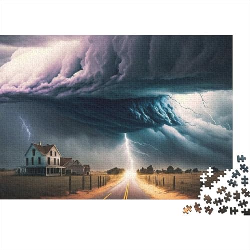 Puzzle „Clouds Lightning Highway“, 1000 Teile, lustiges Spielzeug für Erwachsene, Intellektuelles Spiel, Bildungsspiel, Heimdekoration, Intelligenz, 1000 Teile (75 x 50 cm) von ponnyc