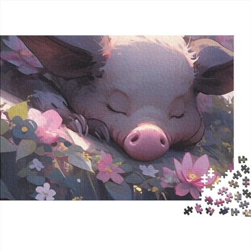 Schwein-Puzzle für Erwachsene, lustig, 1000 Teile, Spielzeug, Denkspiel, Bildung, Spiel, Herausforderung, pädagogisch, 1000 Stück (75 x 50 cm) von ponnyc