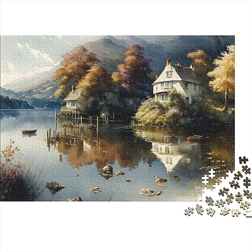 See, Häuser Puzzle für Erwachsene, lustiges 1000-teiliges Bildungsspiel, Spielzeug, Heimdekoration, Spielzeug, Intellektuelles Spiel, 1000 Teile (75 x 50 cm) von ponnyc