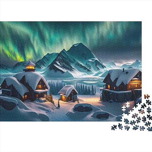 Winterlandschaft Bergchalets Puzzles Erwachsene Spaß 300-teiliges Spielzeug Spielzeug Intellektuelles Spiel Dekoration Bildungsspiel 300 Stück (40 x 28 cm) von ponnyc