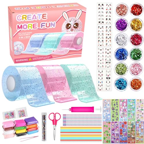 Nano Tape Bubble Kit für Kinder - 67 Pcs DIY Nano Tape Bubble Set, Squishy Spielzeug Bastelset, Super elastische Nano Klebebänder für Stressabbau und Spaß, Fidget Toys and Party Favors Geschenke von posame