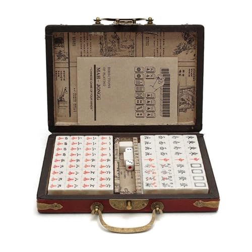 ppARK Mahjong 1 Set kleines chinesisches Majong-Set, Reise-Mahjong-Set für Familie, Party, Tischspiel, Innenbereich, Schlafzimmer, Wohnzimmer Mahjong Spiel von ppARK