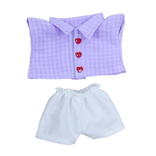 predolo 2 Stück Puppen Outfit mit Hemd und Hose für 17 cm große Jungenpuppen, Violettes Gitter von predolo