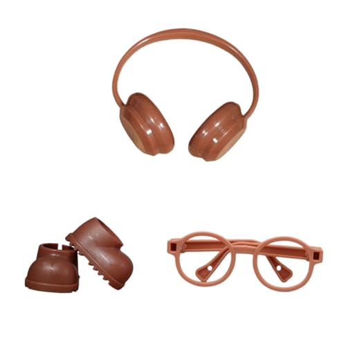 predolo Doll Miniatur Schuhe Set mit Kopfhörer Brille Und Stiefel aus Atmungsaktivem Pp Material für DIY Basteln Und Sammler für Kinder Puppenspiel, Braun predolo Doll Miniatur Schuhe Set mit Kopfhörer Brille Und Stiefel aus Atmungsaktivem Pp Material für DIY Basteln Und Sammler für Kinder Puppenspiel, Braun von predolo
