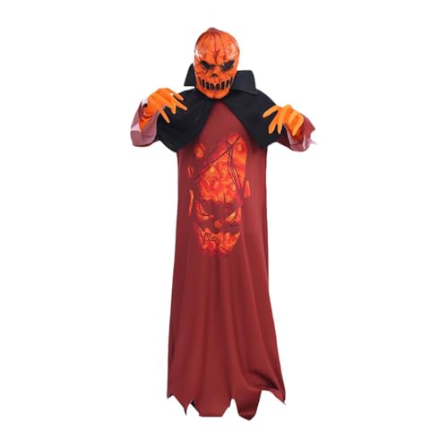 predolo Halloween Kinderkostüm Teufelskürbis Party Outfit mit Vollständiger Ausstattung aus Weichem Polyester für Mottopartys Und Aufführungen, für Höhe 130cm predolo Halloween Kinderkostüm Teufelskürbis Party Outfit mit Vollständiger Ausstattung aus Weichem Polyester für Mottopartys Und Aufführungen, für Höhe 130cm von predolo