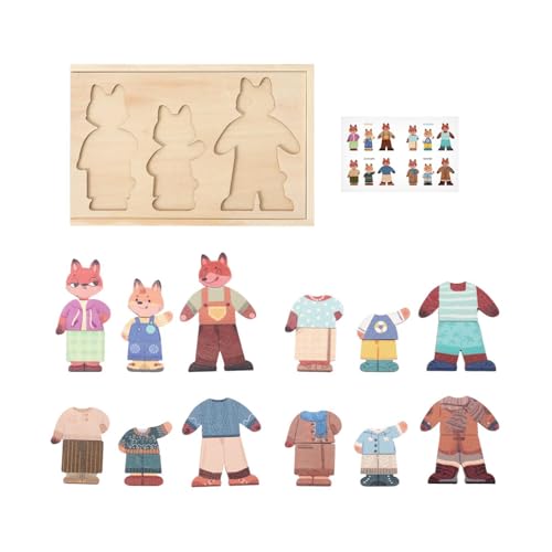 predolo Holzbären Familien Anziehpuzzle, Puzzle, Pädagogische Wechselkleidungsspiele, Hand Augen Koordination, Mix and Match Outfits, Style A predolo Holzbären Familien Anziehpuzzle, Puzzle, Pädagogische Wechselkleidungsspiele, Hand Augen Koordination, Mix and Match Outfits, Style A von predolo