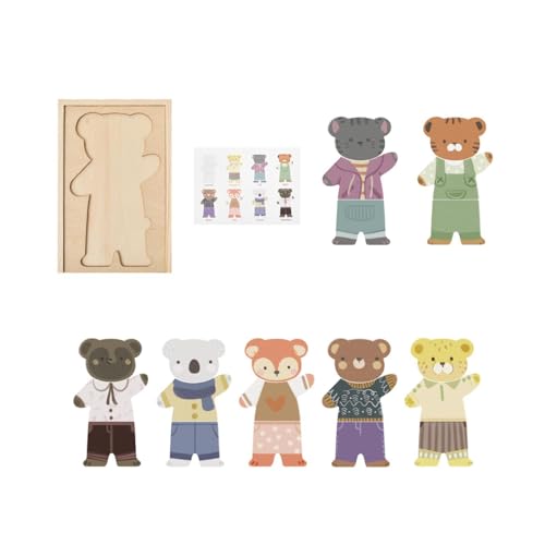 predolo Holzbären Familien Anziehpuzzle, Puzzle, Pädagogische Wechselkleidungsspiele, Hand Augen Koordination, Mix and Match Outfits, Style B predolo Holzbären Familien Anziehpuzzle, Puzzle, Pädagogische Wechselkleidungsspiele, Hand Augen Koordination, Mix and Match Outfits, Style B von predolo