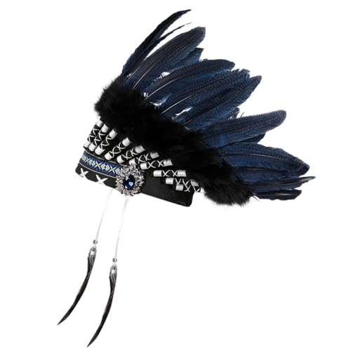 predolo Indianerhäuptling Kopfschmuck aus Künstlichen Federn Vintage-Stil Kopfputz für Theater Und Kostümpartys, Blau predolo Indianerhäuptling Kopfschmuck aus Künstlichen Federn Vintage-Stil Kopfputz für Theater Und Kostümpartys, Blau von predolo