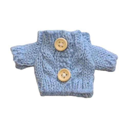 predolo Mini Plüschpuppenpullover, Puppenkleidung, Süße Kostüme, Geschenkdekoration, Anime Charakterkostüm, Weiches Plüschspielzeug, Zubehör, Blaue Holzknöpfe von predolo