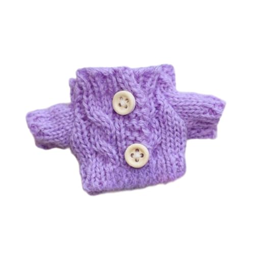 predolo Mini Plüschpuppenpullover, Puppenkleidung, Süße Kostüme, Geschenkdekoration, Anime Charakterkostüm, Weiches Plüschspielzeug, Zubehör, Violette Holzknöpfe von predolo