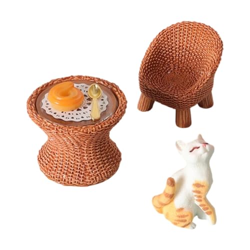 predolo Miniatur Katzenfigur mit Möbel Tischset, Modell Dioramen, Basteln, Rollenspiel, Spielzeug, Tisch Und Stuhl, Spielzeug für Modelleisenbahn, Katze mit Erhobenem Kopf predolo Miniatur Katzenfigur mit Möbel Tischset, Modell Dioramen, Basteln, Rollenspiel, Spielzeug, Tisch Und Stuhl, Spielzeug für Modelleisenbahn, Katze mit Erhobenem Kopf von predolo