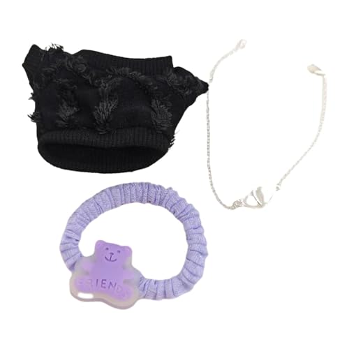 predolo Puppenkleidung für Mädchen, Bärenkostüm, Schlüsselanhänger, Plüsch Puppenzubehör, Foto Requisiten für Kinder, Puppenkleidung, Puppen Outifits für 17 C, Schwarz von predolo