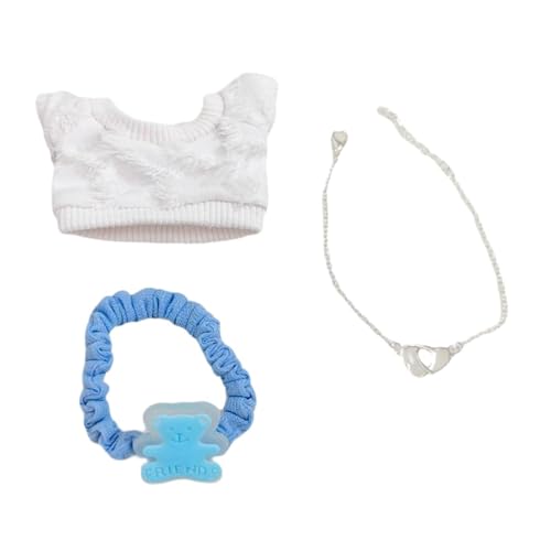 predolo Puppenkleidung für Mädchen, Bärenkostüm, Schlüsselanhänger, Plüsch Puppenzubehör, Foto Requisiten für Kinder, Puppenkleidung, Puppen Outifits für 17 C, Weiß von predolo