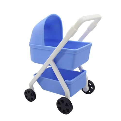 predolo Puppenwagen Spielzeug Kinderwagen für Puppenstuben Miniatur Puppenbuggy Und Wiege Aus Robustem für Jungen Und Mädchen Als Partygeschenk, Blau predolo Puppenwagen Spielzeug Kinderwagen für Puppenstuben Miniatur Puppenbuggy Und Wiege Aus Robustem für Jungen Und Mädchen Als Partygeschenk, Blau von predolo