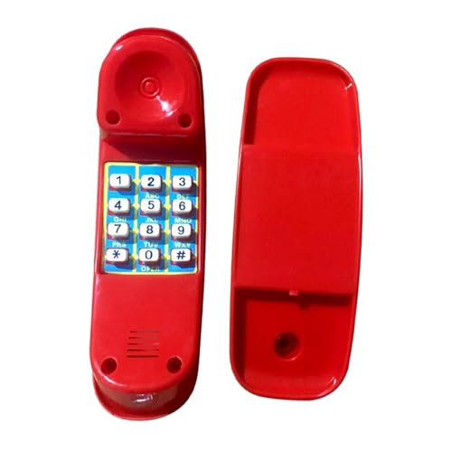 predolo Schnurgebundenes Telefon mit Wählscheibe, wandmontierbares Tischtelefon, Montessori Sensorik Spielzeug DIY Geschenk für Baby Kinder, Rot von predolo