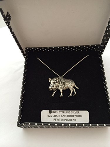 A65 Wildschwein 2 Echt Sterling Silber 925 Anhänger Halskette Handmade 20 inch Kette mit prideindetails Geschenkbox von prideindetails