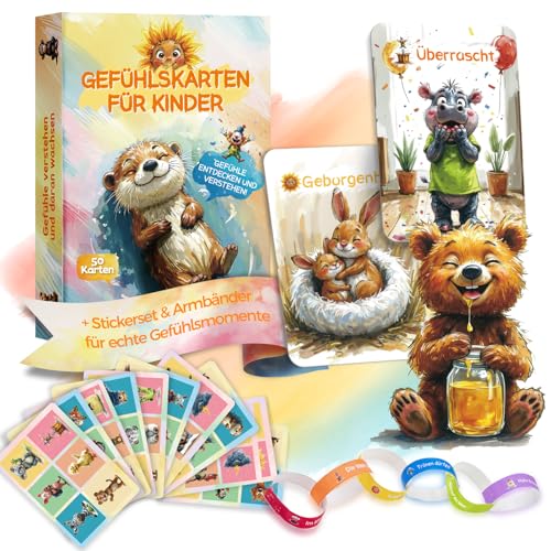 Gefühlskarten Kinder – 50 Emotionskarten zur spielerischen Förderung von Empathie & Selbstbewusstsein | robust mit Soft-Touch | inkl. Sticker & Armbänder | Geschenkidee 3–12 Jahre Gefühlskarten Kinder – 50 Emotionskarten zur spielerischen Förderung von Empathie & Selbstbewusstsein | robust mit Soft-Touch | inkl. Sticker & Armbänder | Geschenkidee 3–12 Jahre von printara