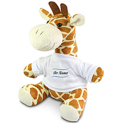 printplanet® Kuscheltier Giraffe mit Namen oder Text personalisiert - Motiv: Welle - Stofftier, Plüschtier von printplanet