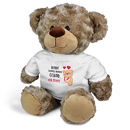 printplanet® Kuscheltier Teddybär-XL mit Namen oder Text personalisiert - Motiv: Werde schnell Gesund - Stofftier, Plüschtier von printplanet