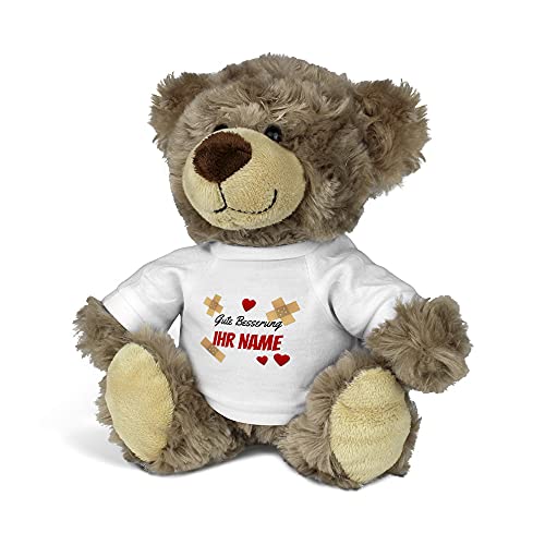 printplanet® Kuscheltier Teddybär mit Namen oder Text personalisiert - Motiv: Gute Besserung - Stofftier, Plüschtier von printplanet