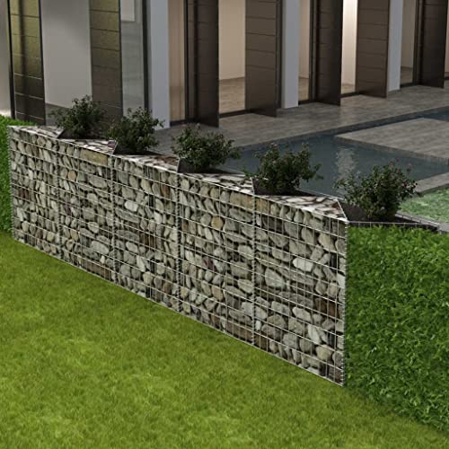 prissent Gabione aus verzinktem Stahl, 300 x 30 x 100 cm, Gabionenkörbe für Steinmauer, Gabionen, Gabionen, Drahtkörbe, Gabionen, Gartenbarriere, dekorativ und schalldämmend von prissent