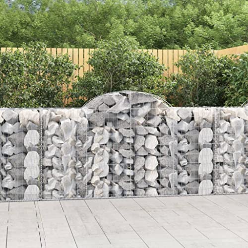 prissent Gabionen aus Metall, 10 Stück, 200 x 50 x 100/120 cm, Gabionenkörbe für Steinmauern, Gabionen, praktische Gabionenkörbe für den Garten, dekorativ und schalldämpfend, aus verzinktem Eisen von prissent