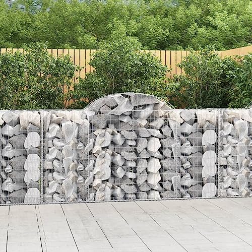 prissent Gabionen aus Metall, 12 Stück, 200 x 50 x 100/120 cm, Gabionenkörbe für Steinmauern, Gabionen, praktische Gabionenkörbe für den Garten, dekorativ und schalldämpfend, aus verzinktem Eisen von prissent