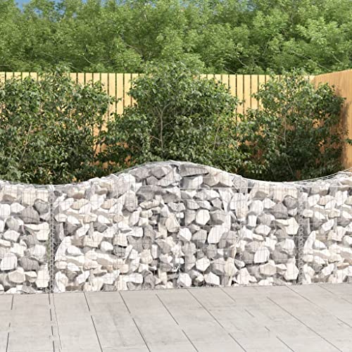 prissent Gabionen aus Metall, 13 Stück, 200 x 50 x 80/100 cm, Körbe für Gabionen, Gabionen, praktische Gabionen, Gartenbarriere, dekorativ und schalldämpfend, aus verzinktem Eisen von prissent