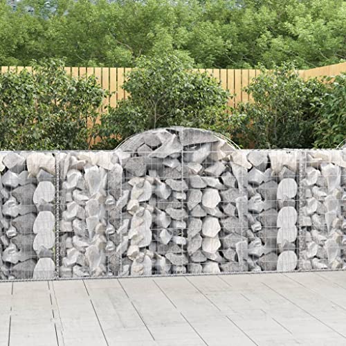 prissent Gabionen aus Metall, 14 Stück, 200 x 50 x 100/120 cm, Gabionenkörbe für Steinmauern, Gabionen, praktische Gabionenkörbe für Garten, dekorativ und schalldämpfend, aus verzinktem Eisen von prissent