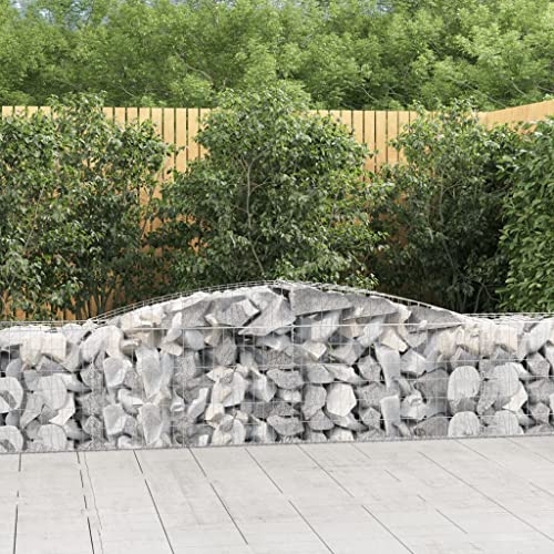 prissent Gabionen aus Metall, 400 x 50 x 60/80 cm, Bogenkäfig, Gabionen für Steine, praktischer Korb für Gabionen, Gartenzäune, dekorativer Gartenzaun, verzinktes Eisen von prissent