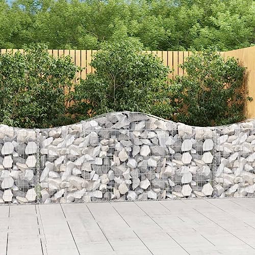 prissent Gabionenkörbe für Gabionen, 7 Stück, 200 x 30 x 80/100 cm, Gabionen für Steinmauer, Gabionen, praktische Gabionenkörbe für Gärten, dekorativ und schalldämpfend, aus verzinktem Eisen von prissent