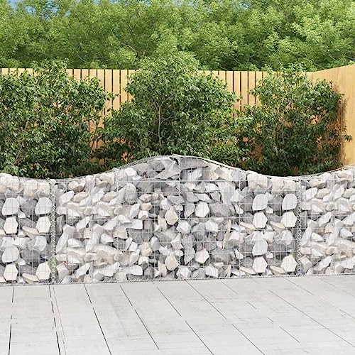 prissent Gabionenkörbe in Bogenform 8 Stück 200 x 30 x 80/100 cm Gabionen Gabionen für Steinmauer Gabionen Praktische Gabionenkörbe Gartenbarriere dekorativ und schalldämmend Eisen verzinkt von prissent