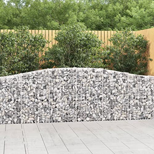 prissent Gabionenkörbe mit Bogen, 6 Stück, 400 x 30 x 80/100 cm, Gabionen für Steinmauer, Gabionen, Gartenbarriere, dekorativ und schalldämpfend, Gabionenkörbe aus verzinktem Eisen von prissent