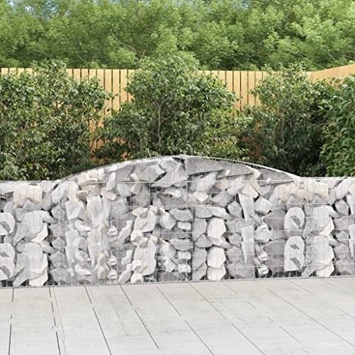 prissent Gabionenkörbe mit Bogen, 6 Stück, 400 x 30 x 80/100 cm, Gabionenkörbe aus verzinktem Eisen, Gabionen, für Mauern, Gabionen, Metallgabionen, Gartenbarriere, dekorativ und schalldämmend von prissent