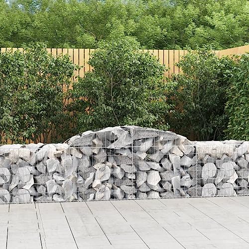 prissent Gabionenkörbe mit Bogen 2 Stück 300 x 50 x 60/80 cm Gabionenkörbe aus verzinktem Eisen Gabionen für Steinmauer Gabionen Gabionen Metall Gartenzaun dekorativ und schalldämmend von prissent