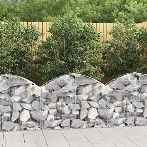 prissent Gabionenkorb mit Bogen, 100 x 30 x 60/80 cm, Gabionen aus Metall, Gabionen für Steine, praktischer Korb für Gabionen, Gartenzäune, verzinktes Eisen von prissent