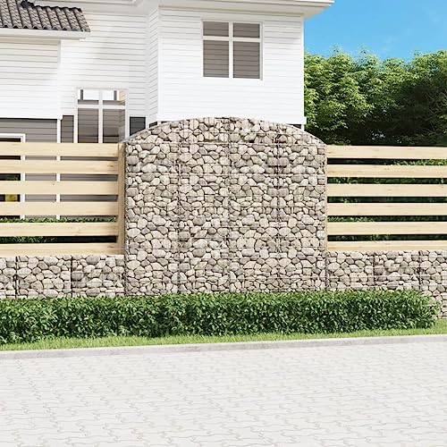 prissent Gabionenkorb mit Bogen 200 x 50 x 180/200 cm Gabionen für Steinkörbe aus Metall, praktischer Korb für Gabionen, Gartenzäune, verzinktes Eisen von prissent