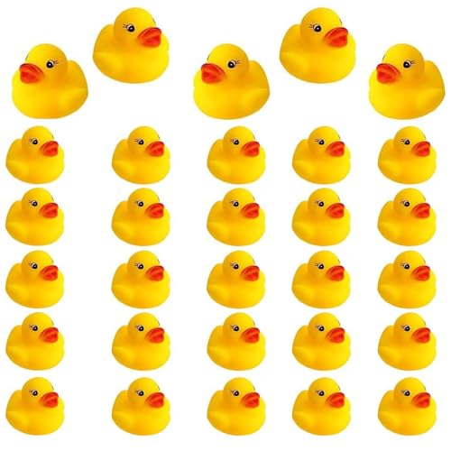 30 Stück Gummi Ducky Badespielzeug, klassisches Quietscheentchen für die Badewanne,Mini Ente Badewannenspielzeug für Dusch Geburtstags Partyartikel (0.15) von prtsftrb