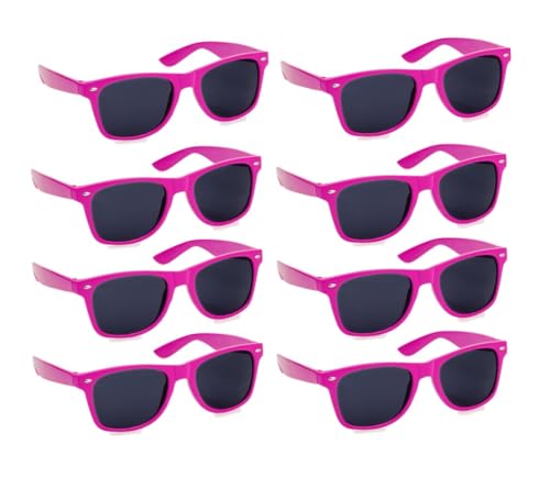 publiclick 12 Stück Party-Sonnenbrillen, Retro-Party-Sonnenbrillen für Männer und Frauen, Neon-Partyzubehör für Hochzeitsfeiern am Strand, Pool (Fuchsia) von publiclick